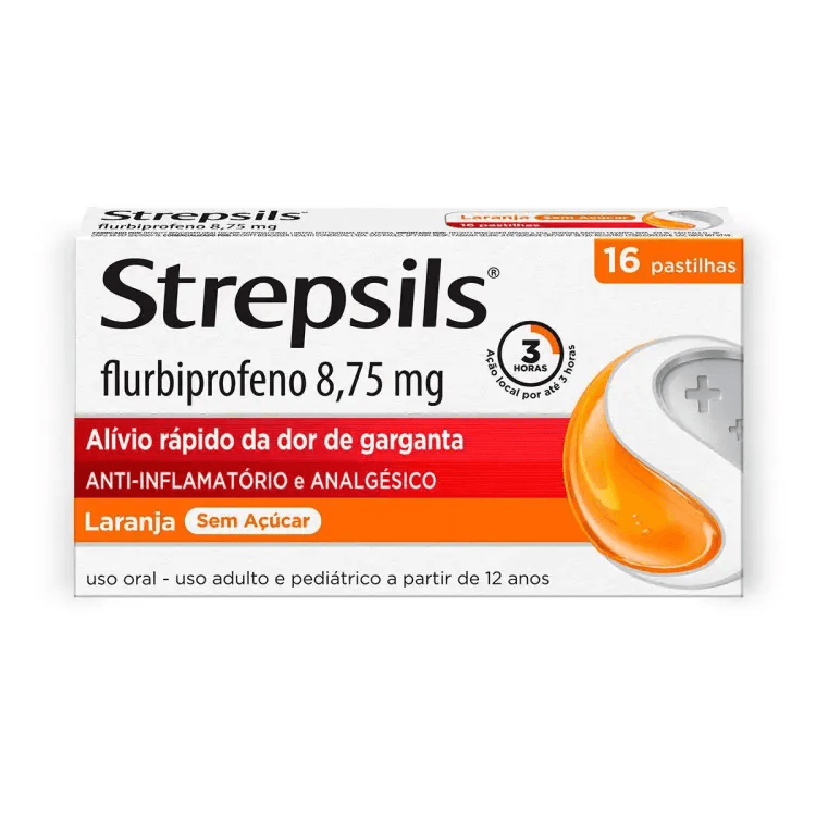 Strepsils 8.75mg Sabor Laranja - Caixa com 16 Pastilhas - Imagem 1